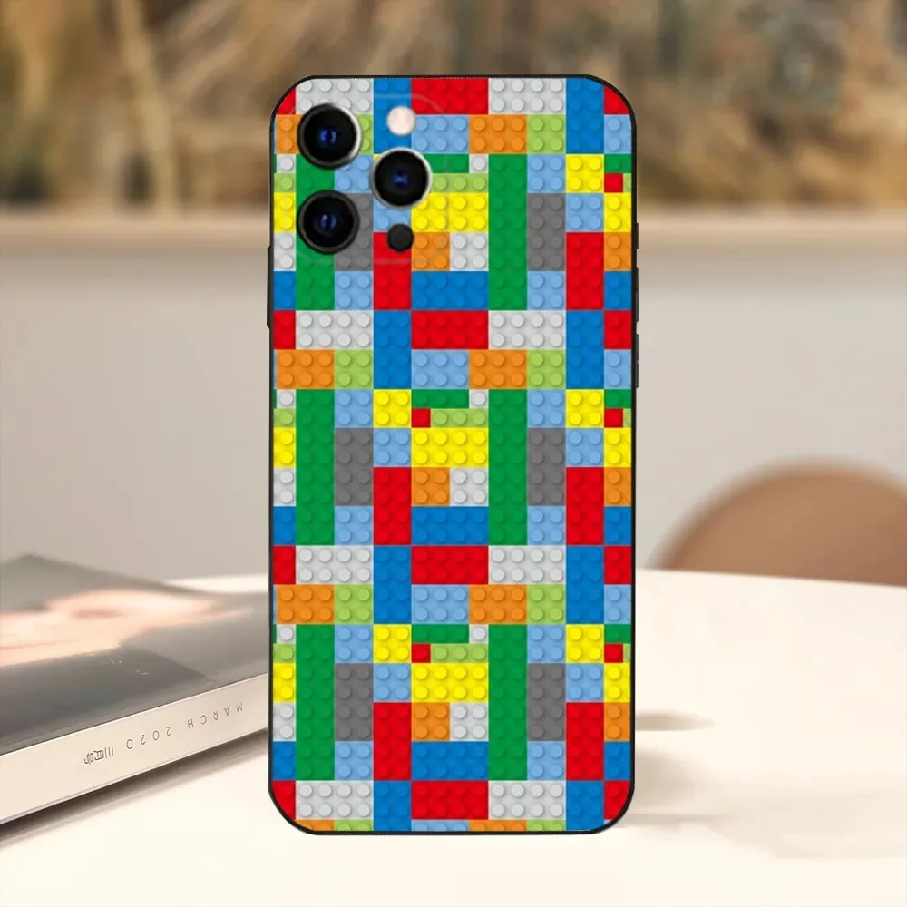 Чехол для телефона L-Lego B-Bricks с фоном iPhone15 14 13 12 Mini 11 Pro XR X XS MAX 7 8 Plus силиконовый чехол