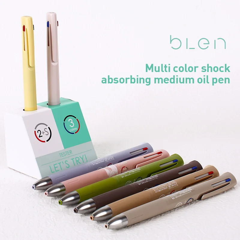Japanese ZEBRA medium oil pen ZEBRA BLEN series three-color ballpoint pen low center of gravity smooth shock absorbing