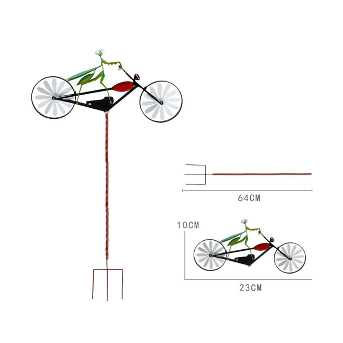 

Vintage Bicycle Wind Spinner,Metal Couple Spinner Art, Cat and Mouse Motorcycle, Weathervanes with Stainless,Frog