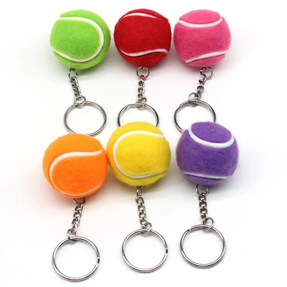 

Mini Key Ring Metal Keychain Durable Flocking Tennis Bag Decor Flexible Sport Ball Tennis