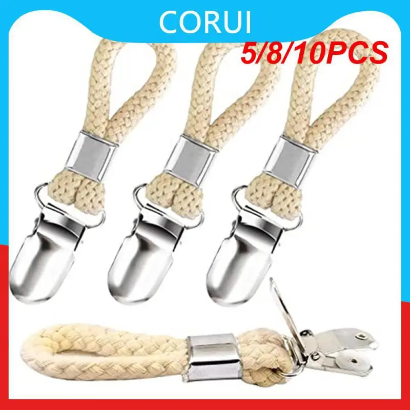 

5/8/10PCS Cotton Loop Braided Multipurpose Towel Hanger Bathroom Towel Clips Multi Purpose Hooks Home Socks Clothes Hanger