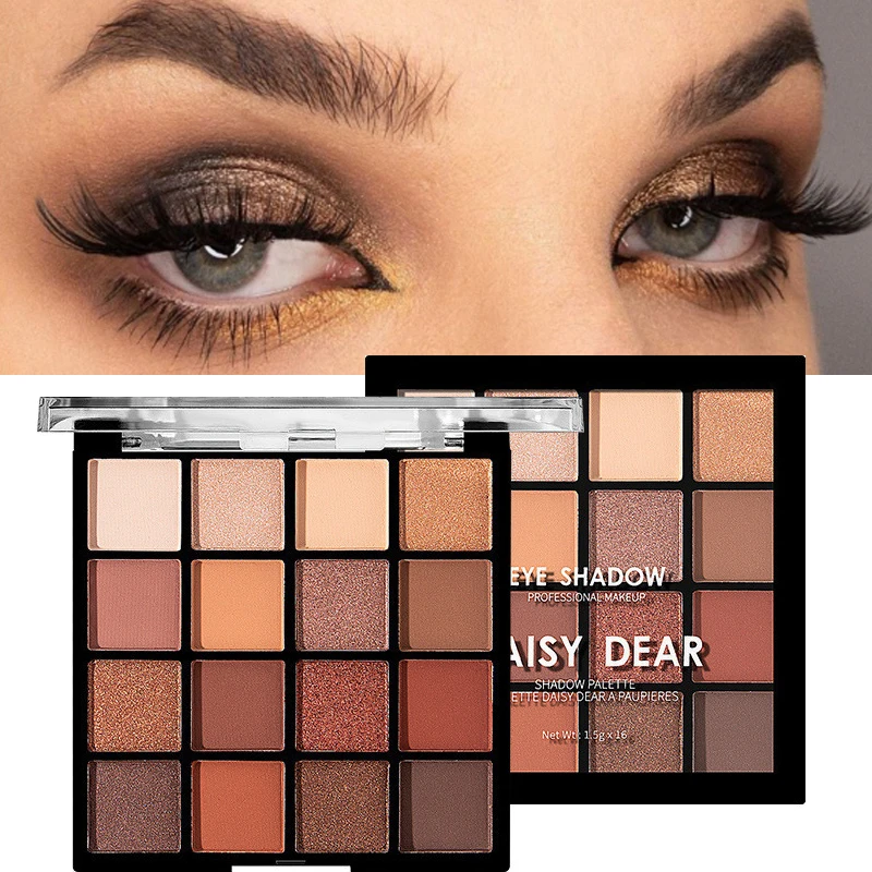 

Палитра теней для век с блестками телесного цвета, 16 цветов, матовая, мерцающая, стойкая, водостойкая, пигментированная, яркая, Палетка для макияжа глаз, косметика