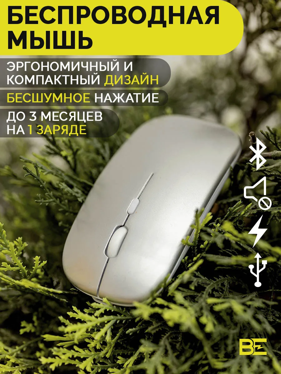 

Мышь беспроводная B&E Silence, серебристый
