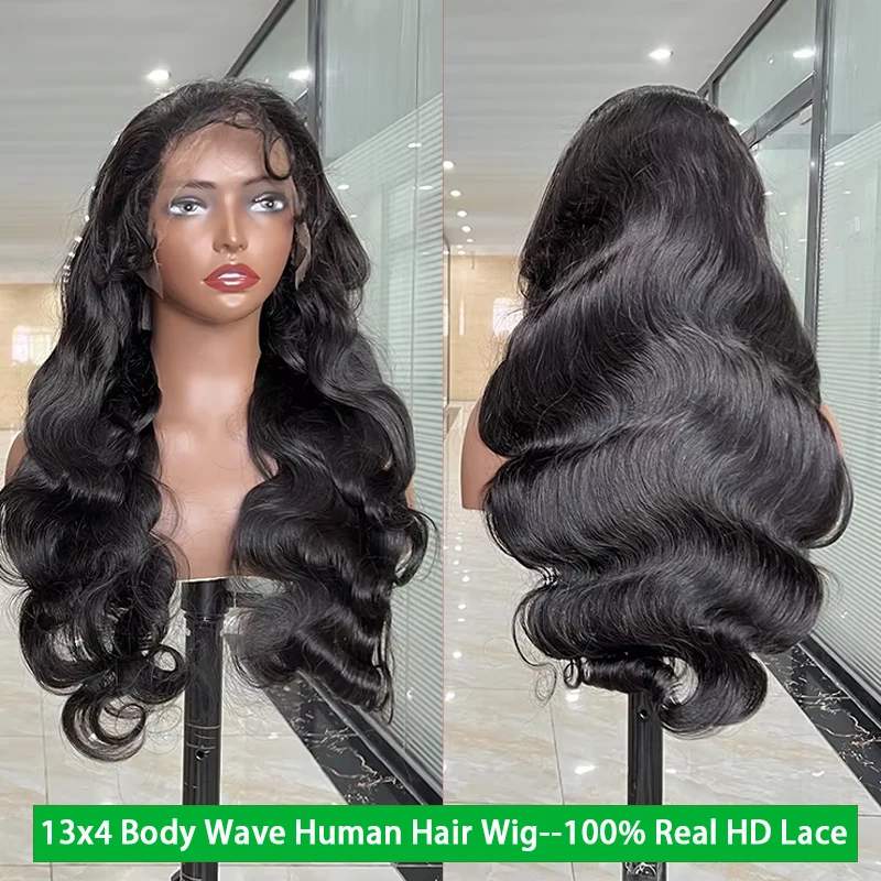 Фото Парик из натуральных волос 5x5 HD Lace Closure, волнистый, 13x4, с невидимой HD-сеткой, предварительно выщипанный, необработанный, натуральный цвет №1