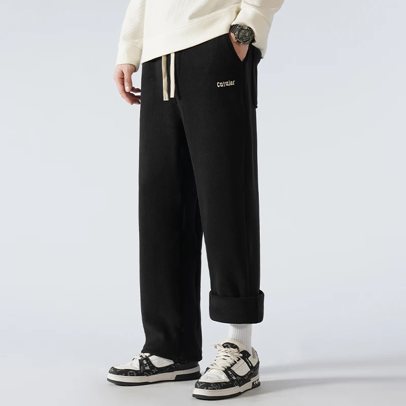 Новые зимние теплые спортивные штаны из плотного флиса мужские утолщенные