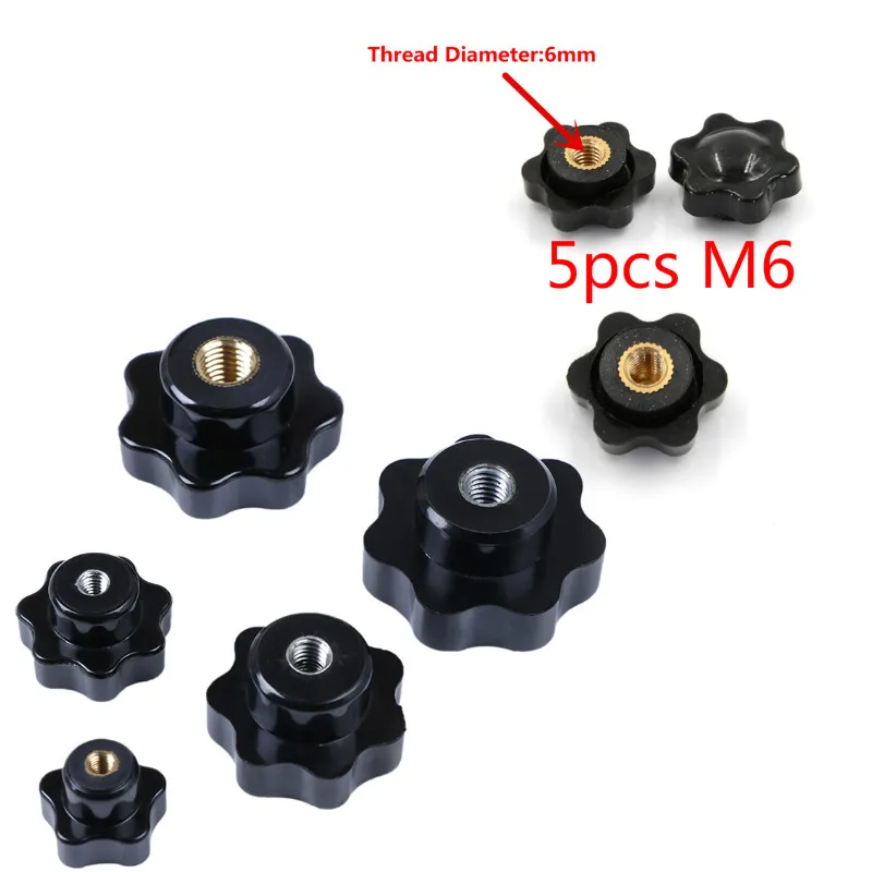 

One Or 5pcs M5/6/8/10/12 Thread Star Shaped Head Clamping Nuts Knob For Industry Equipment