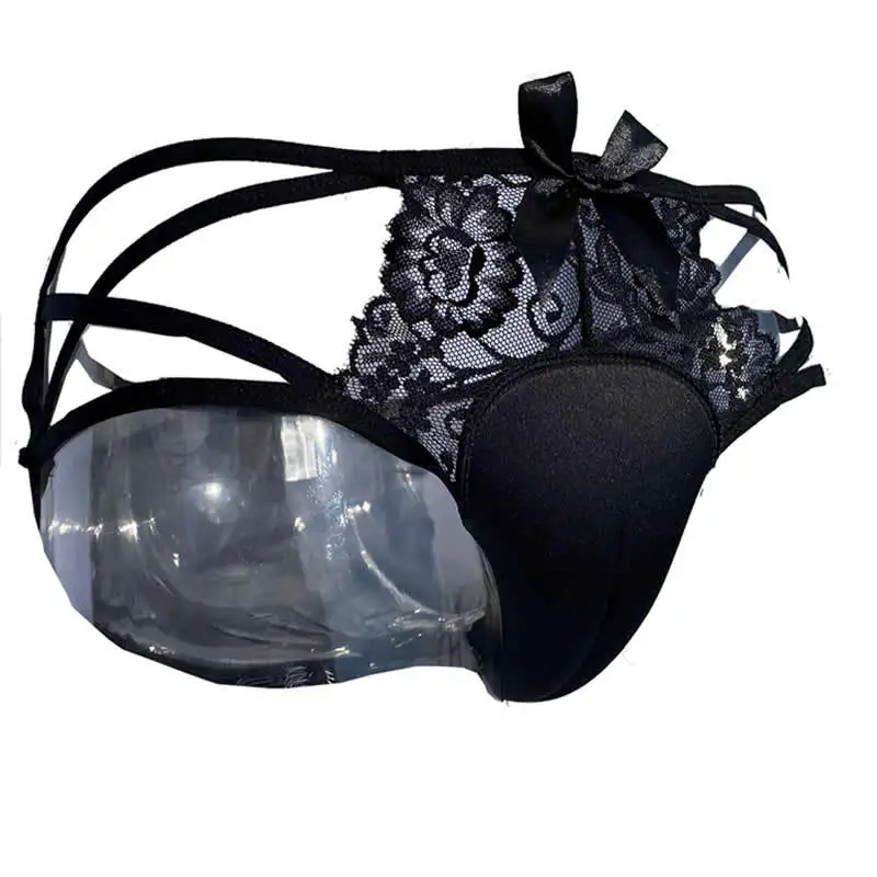Control Panty Hiding Gaff Briefs Ribbon Bowknot Lace Underwear Drag Queen Transgender Crossdresser Shemale Camel Toe Panties