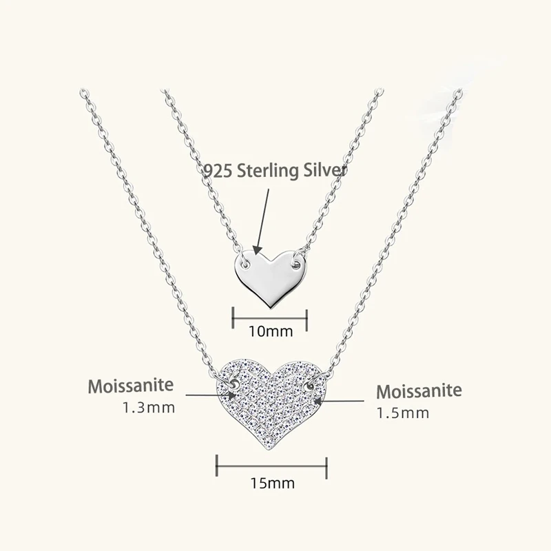Nabest женское ожерелье из стерлингового серебра 925 пробы с двойным сердцем подарок