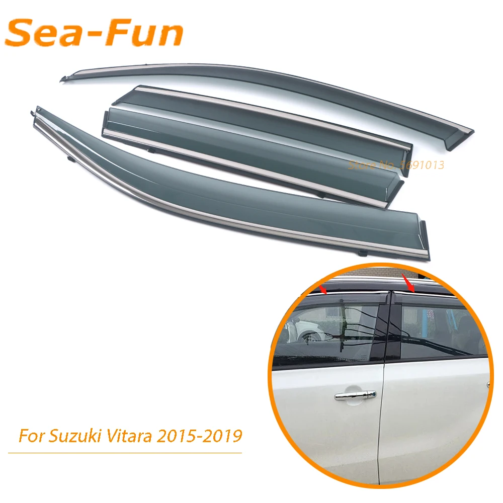 

For Suzuki Vitara 2015 2016 2017 2018 2019 Window Rain Shield Shelter Window Sun Visor Protector Cover Trim Frame Accessories