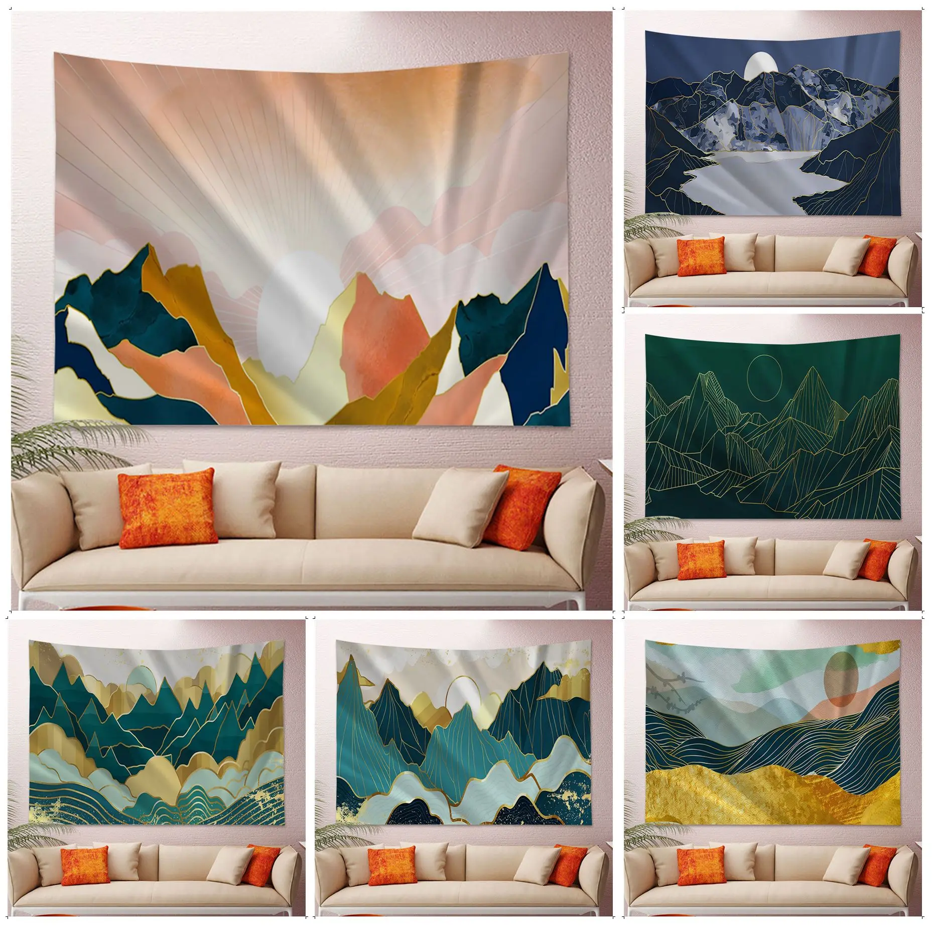 

Color Mountain Print Hippie Wall Hanging Tapestries Art Science Fiction Room Home Decor INS Home Decor