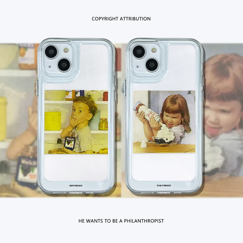 

Retro Photo Album Cute Boy Girl Case for iPhone Xr X Xs Max Ins Korean Transparent Silicone Cover for iPhone 11 12 13 Pro Max