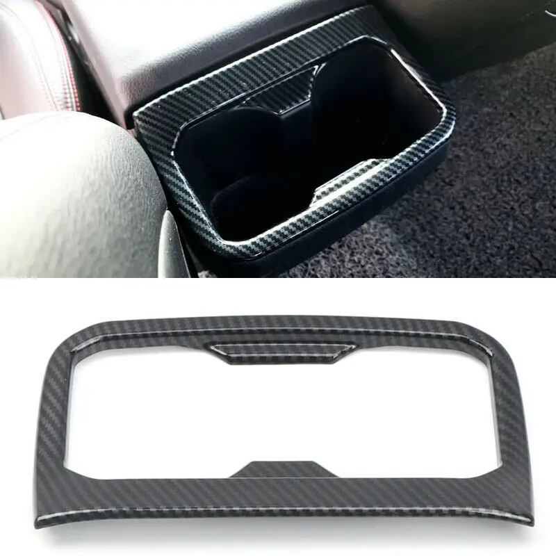 

Carbon Fiber Look Inner Rear Water Cup Holder Cover For Toyota Tacoma 2016-2022