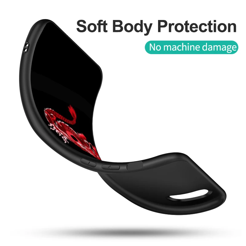 Black tpu Case For Samsung galaxy S23 S22 S20 S21 FE PLUS ultra+S10 E lite cover DRAGON TATTOO JAPANESE