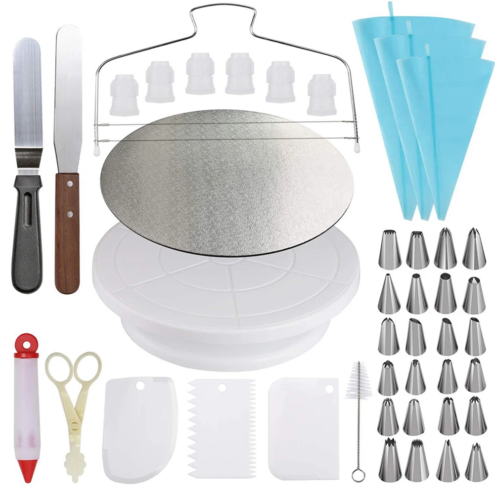 

164 Pcs Cake Decorating Kit Banquets Kitchen Bakeries Pastry Tube Practical Desert Turntable Fondant Supplies Multi Function
