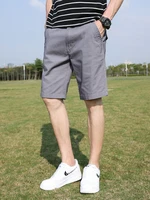 summer men casual cotton shorts gray khaki black blue army green basic knee length pants male leisure look daily trousers 2022