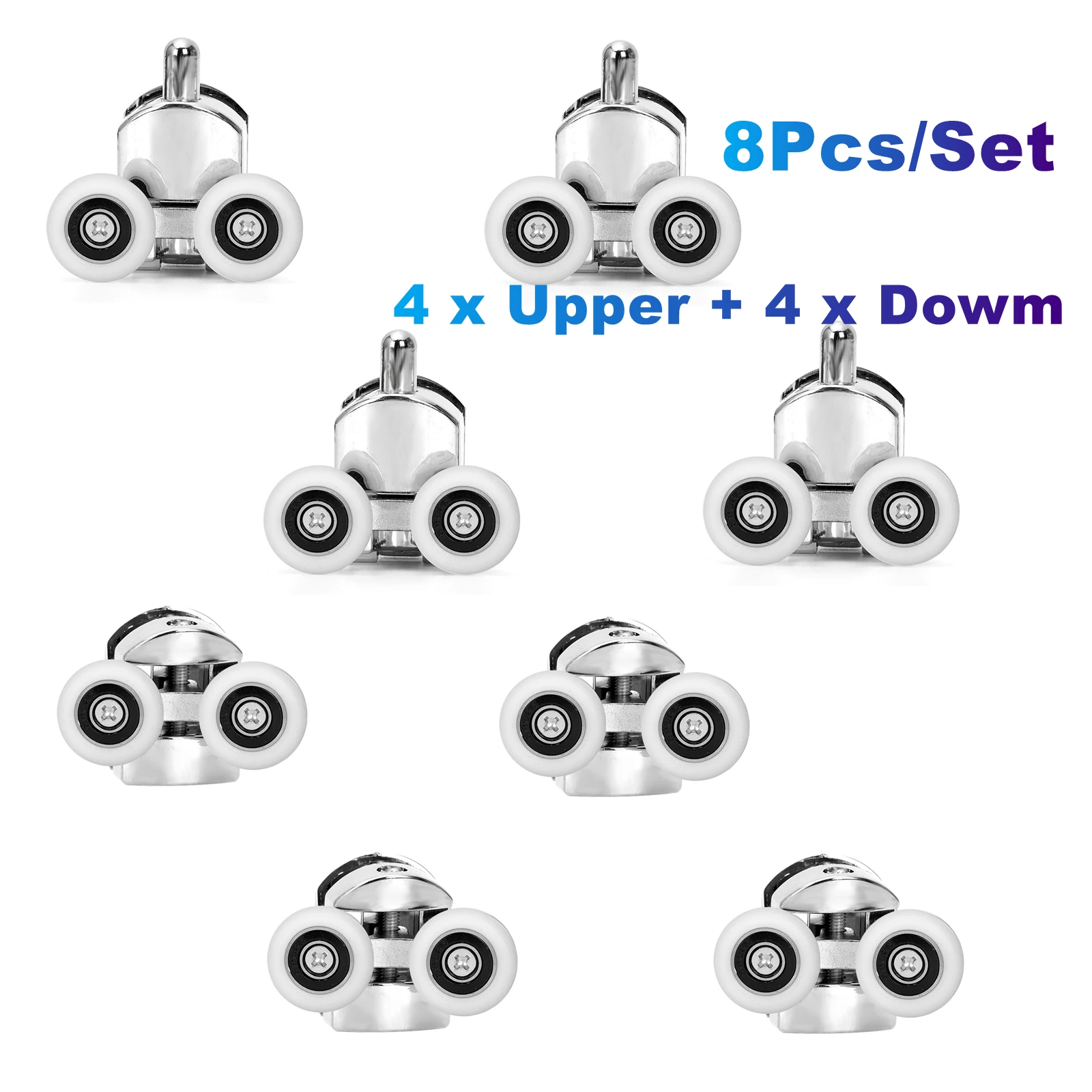

Двойные ролики для душевой двери 23/25 мм (цинковый сплав + ABS), 4-8 шт.