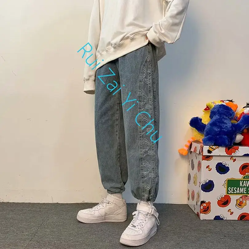 New Men's Tracksuit Jogging Jeans Harajuku Hip Hop Trousers Jogger Spring Korean Clothing 2023 Men Denim Pants