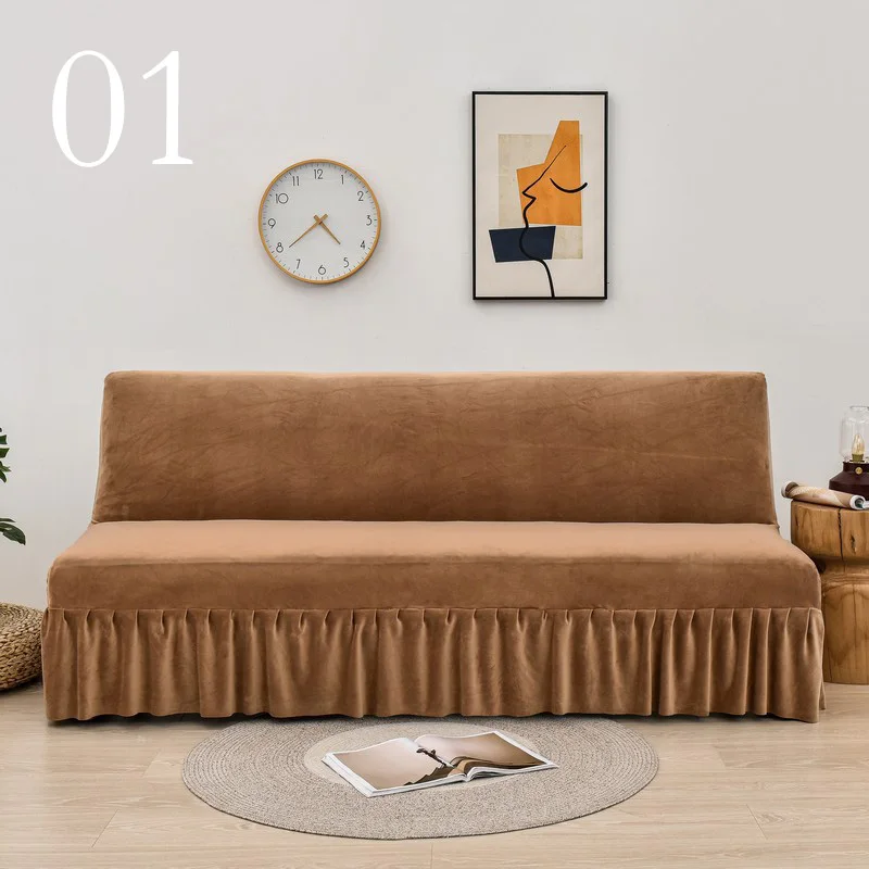 

Elastic Thickened Velvet Sofa Bed Cover With Skirt Edge All-inclusive Slipcover Folding Sofa Cover Couch Cover Armchair Covers