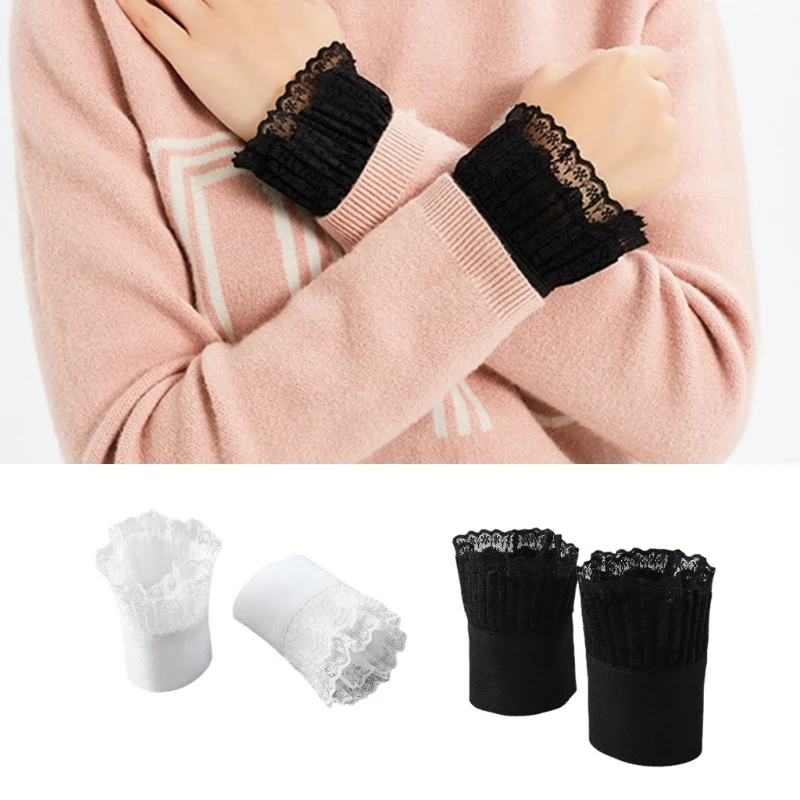 

652F Sweet Adjustable Fake Sleeve Woman Decorative Wrist Cuffs Elegant Shirt Supplies
