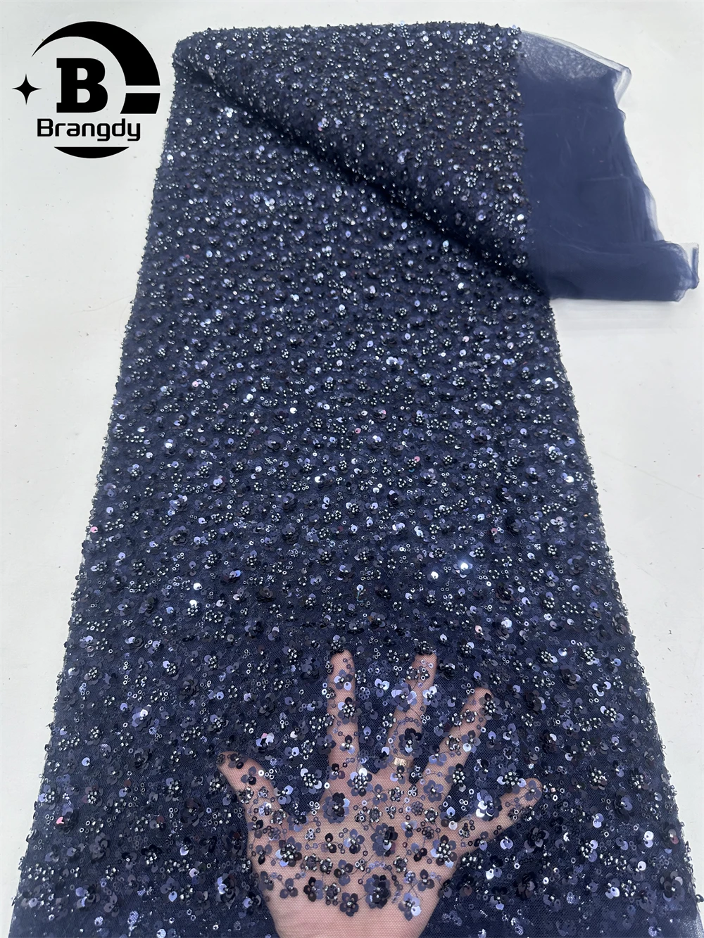 Элегантная африканская Тюлевая вышивка из бисера кружевная ткань 2024