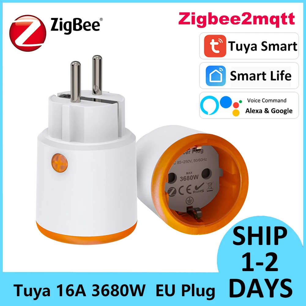 

Tuya Smart Home Zigbee 3.0 Zigbee2mqttt 16A EU 3680W Power Meter Plug Energy Monitoring Timer Remote Control Alexa Google Outlet