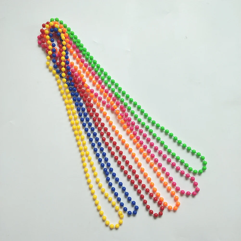 

6pcs Neon Beads Beaded Necklace for 70s Hen Night Party Costume(Random Color)