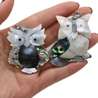 natural shell abalone white shells owl animal pendant crafts for jewelry makingdiy necklace earring accessories charm gift party