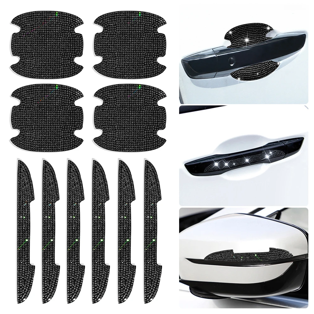 

Car Decals For Rhinestone Car Bling Stickers Reflective Bowel Cup Paint Scratch Protector Gorgeous Crystal Car Door Handle