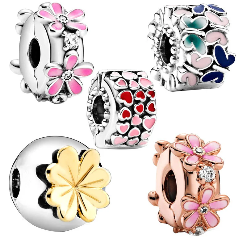 

925 Sterling Silver Rose Daisy Shell Starfish Spacer Charm Bead Collection Fit Original Bracelet Women Jewelry Gift DIY