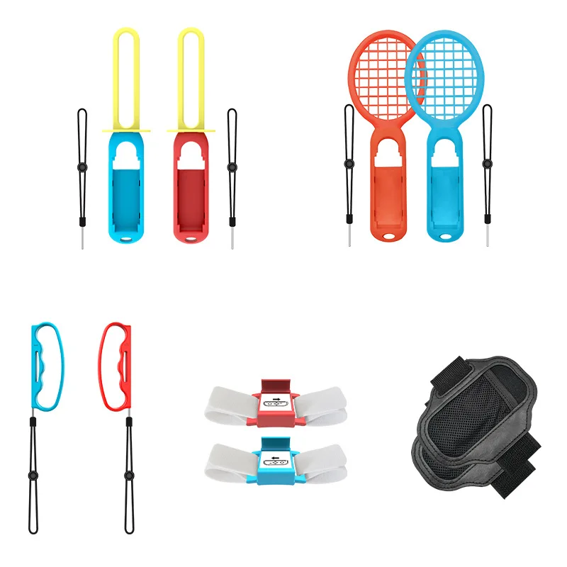 

10 In 1 Sports Somatosensory Set for Nintendo Switch Sports Game Grip Wrist Strap Game Handle Grips Tennis Racket
