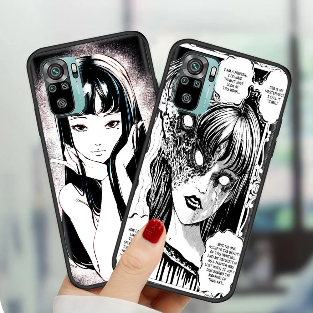 Мягкий чехол для iPhone 8 7 Plus 11 SE X XS Max 12 Mini Pro черная Обложка искусственная кожа Junji Ito