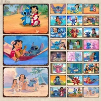 disney movie lilo stitch metal signs tin signs cute cartoon characters metal poster iron plaque cafe club wall home decor