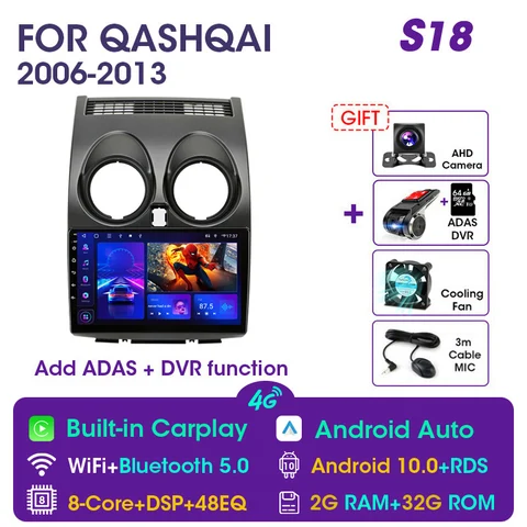 Автомагнитола Vtopek для Nissan Qashqai, стерео-система на Android, с 9 "экраном, GPS, видеоплеером, для Nissan Qashqai 1 J10 2006-2013, типоразмер 2DIN
