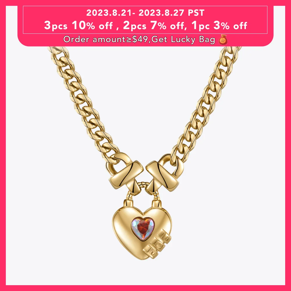 

ENFASHION Stainless Steel Necklace Heart-shaped Colored Zircon Pendant Necklaces Fashion Jewelry Collares Para Mujer P223300