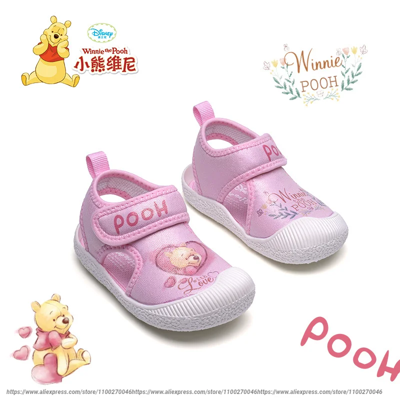 Disney Baby Kids Winnie the Pooh Children's Toddler Shoes Casual Soft Anti-Slip Running Pink Blue Sports Sandals Size 13-17cm