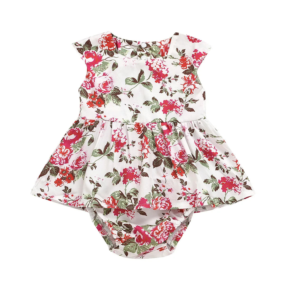 

Floral Full Print Single Breasted Two Piece Girls Suit