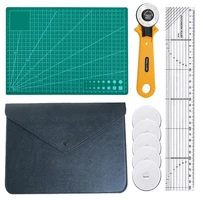 miusie leather cutting set with rotary cutter 5 pcs steel blades a4cutting mat straight ruler and black bag leather tools kit