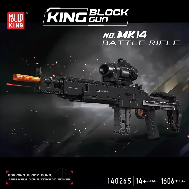 Форма KING 14026 техническая Боевая винтовка MK14 модель пистолета строительные блоки