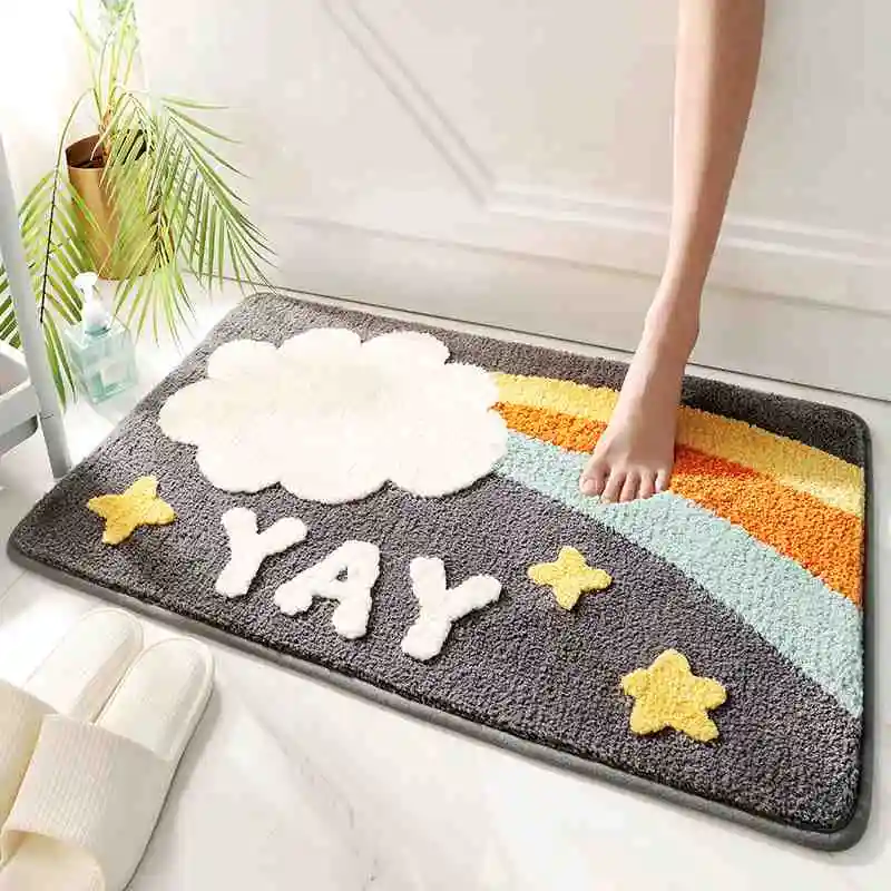 

Minimally padded bathroom carpet grey