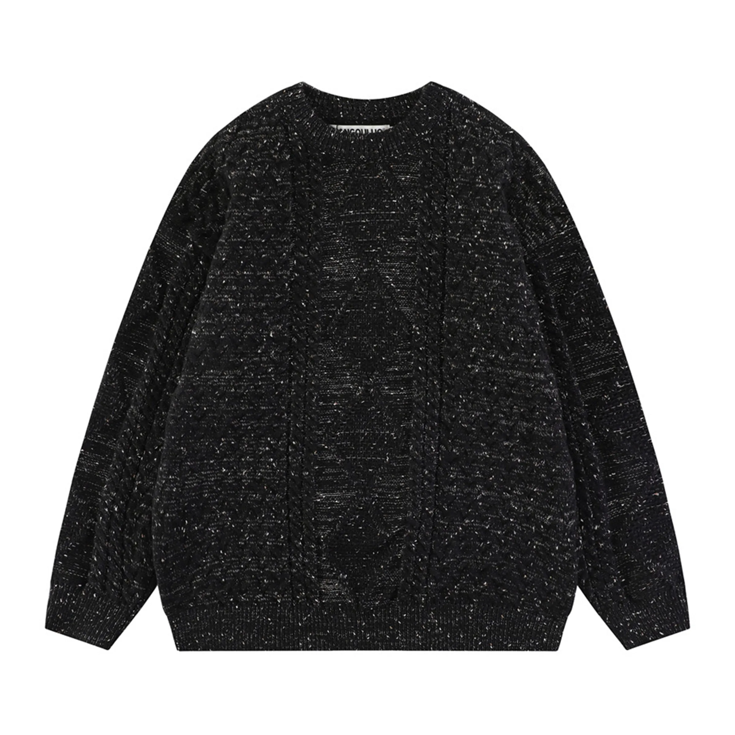 2023 Men's  fried dough twist Sweaters Round Neck Solid Color Casual Style Male Knitted Pullovers long sleeved diamond jacquard