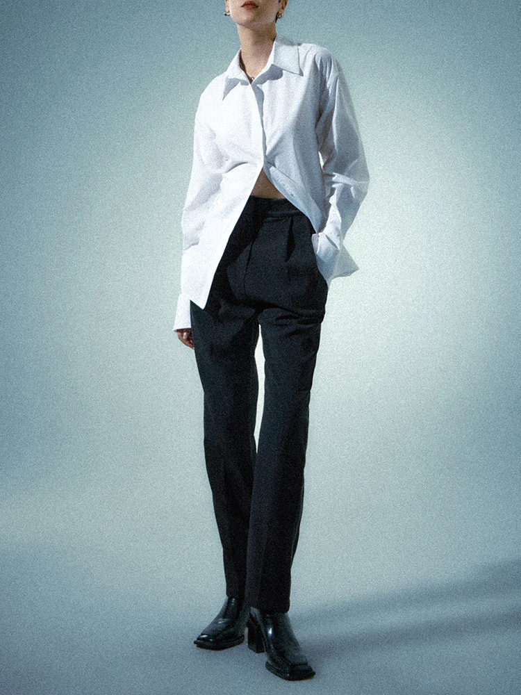 Женская блузка с длинным рукавом TWOTWIN однобортная рубашка составного кроя