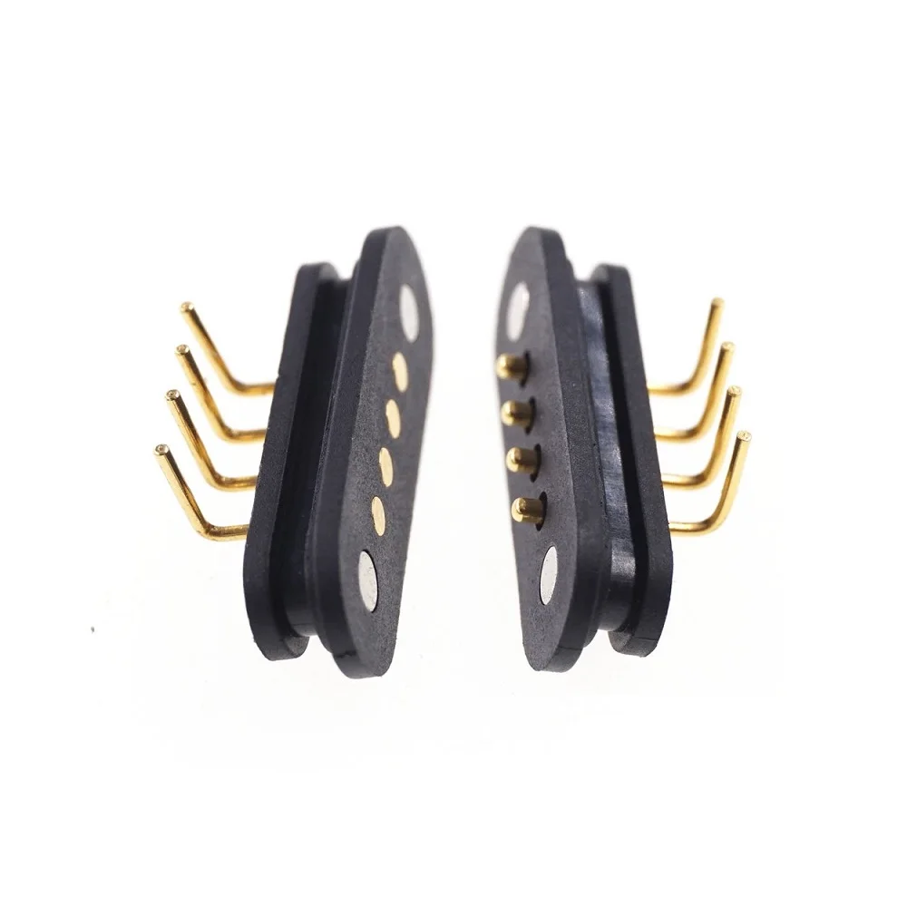 

5 Pair Spring-Loaded Magnetic Pogo Pin Connector 4 Pin Pitch 2.5 Mm Through Hole Angled Male Female 2a 36v Dc Power Charge Probe