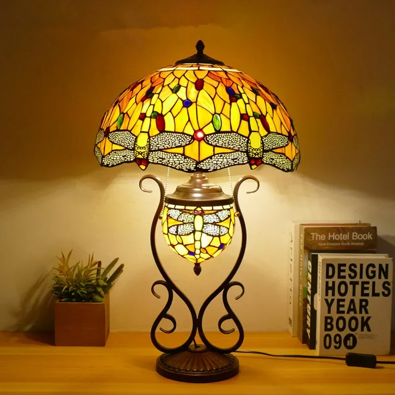 ABEL Tiffany Table Lamp American Retro Living Room Bedroom Luxurious Villa Hotel Stained Glass Desk