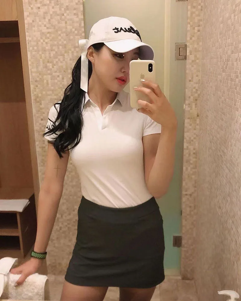 Summer golf women's short sleeve quick drying breathable sweat wicking sports polo shirt slim lapel T-shirt jersey