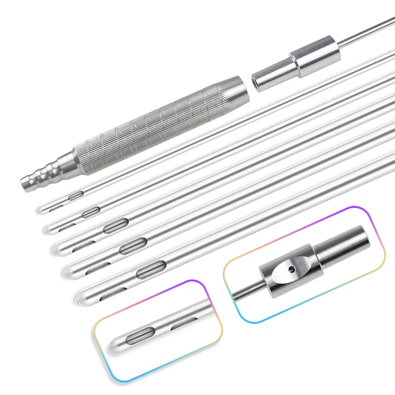 

Stainless Steel Liposuction Cannula 90° Double Holes Needle with In-line Handle Beauty Plastic Surgery Instruments