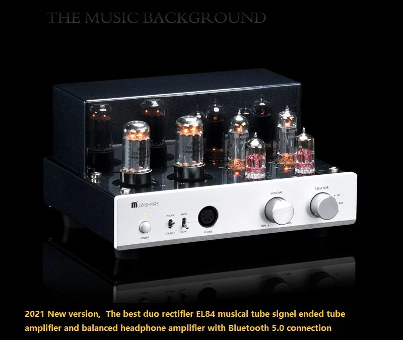 

MUZISHARE 2021 New X3T EL84 Tube Amp HIFI EXQUIS Bluetooth Class A singal-ended 12ax7 Lamp Amplifier XLR Headphone