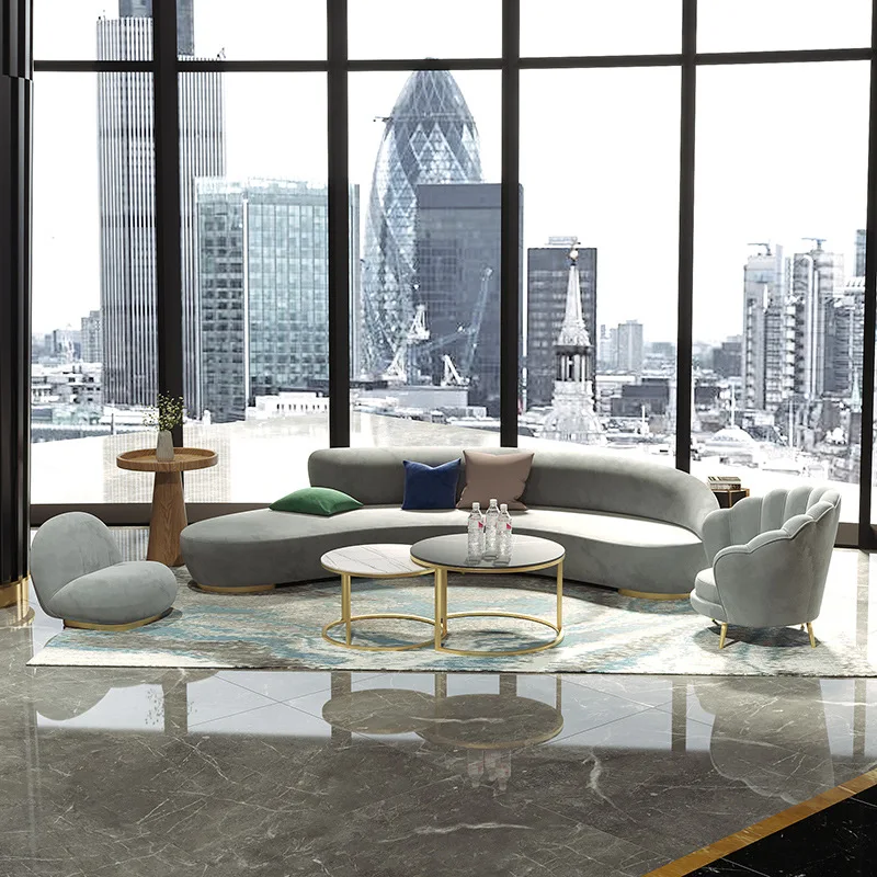 

High quality shop living room exhibition hall lazy Sofa Home originality Nordic arc luxury high quality wedding sofa