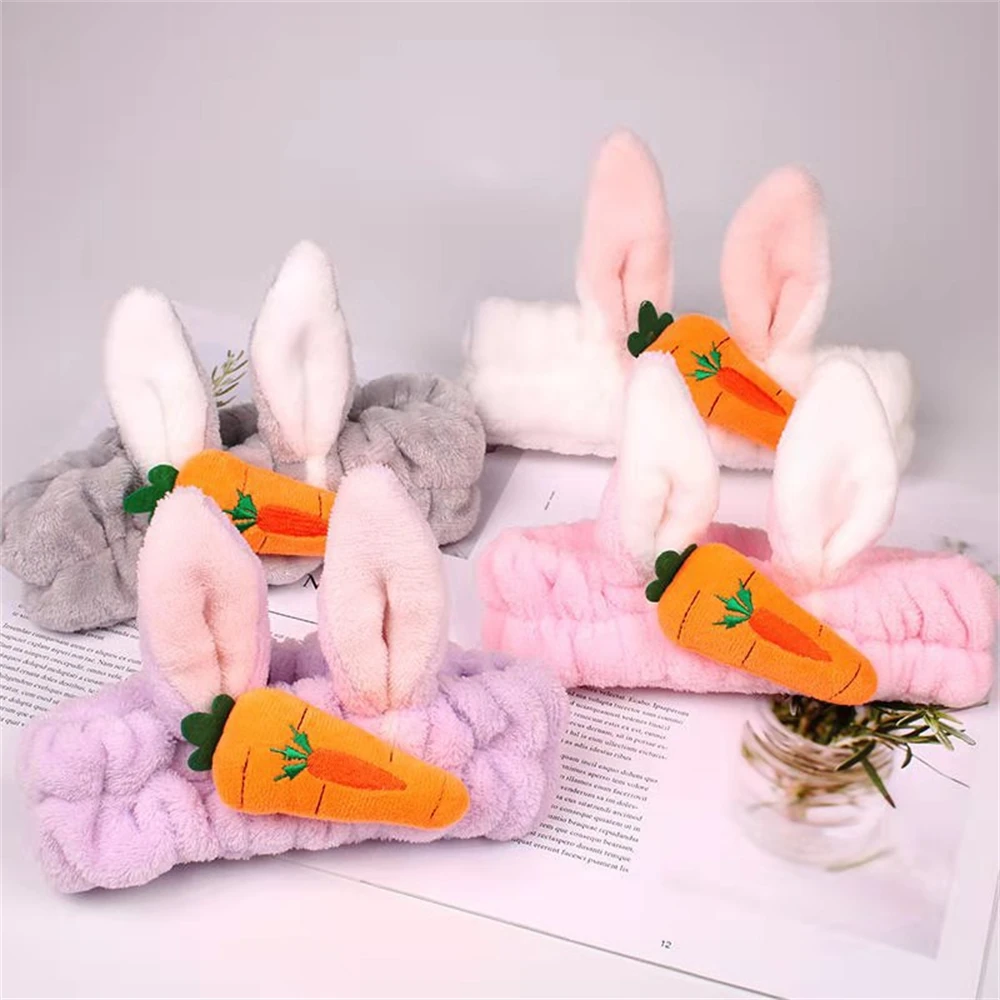 

Trendy Plush Rabbit Ears Carrot Hair Band Sweet Women Autumn Winter Headbands Makeup Headdress Hair Accessories For Girls