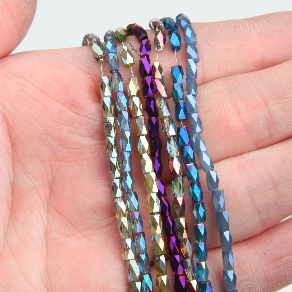 

100pcs 3*5mm Cylindrical Shine Crystal Beads Faceted Loose Beads Jewelry Making Bracelet DIY Handmade Accessories Wholesale