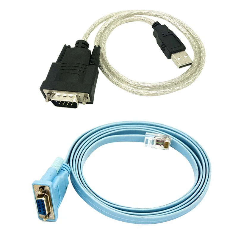 

5X RJ45 Network Cable Serial Cable Rj45 To DB9 And RS232 To USB (2 In 1) CAT5 Ethernet Adapter LAN Console Cable